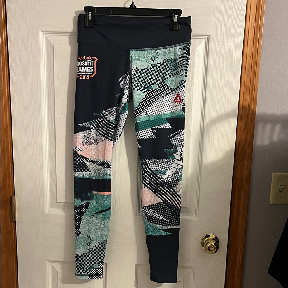 Reebok Women’s CrossFit Leggings - Navy and Green Graphic